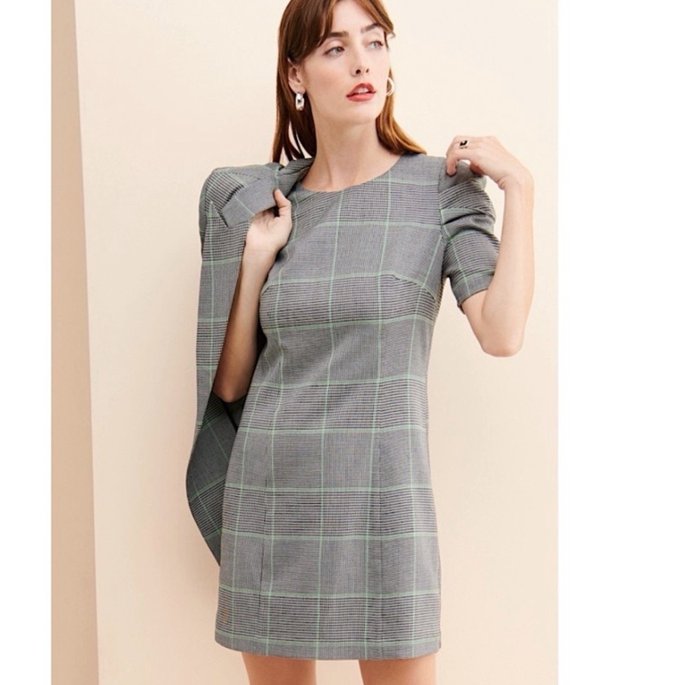 Amanda Uprichard Gray Plaid Mini Dress